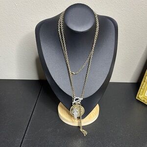 Gold Silver Psalm Prayer Charm Long Toggle Necklace Gift